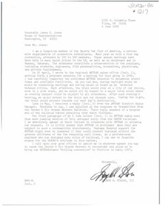 Correspondence from Mr. George W. Starch, III to Congressman James R. Jones, 1987-01-01